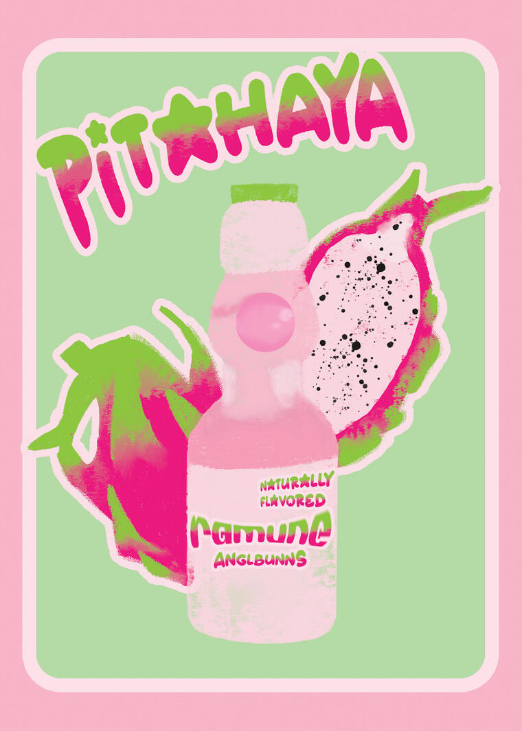 Pithaya Fruity Postcard, Adobe Illustrator, 2023