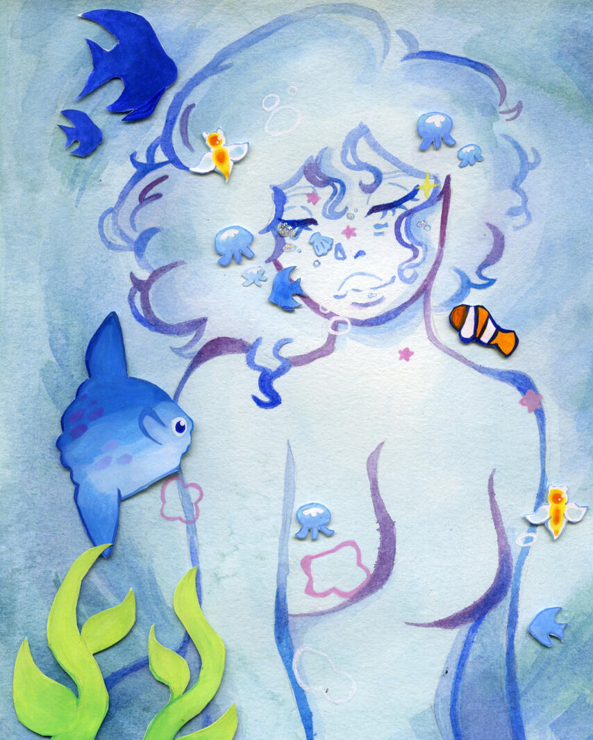 Birth Of A Pearl, Watercolor, Gouache, 2024